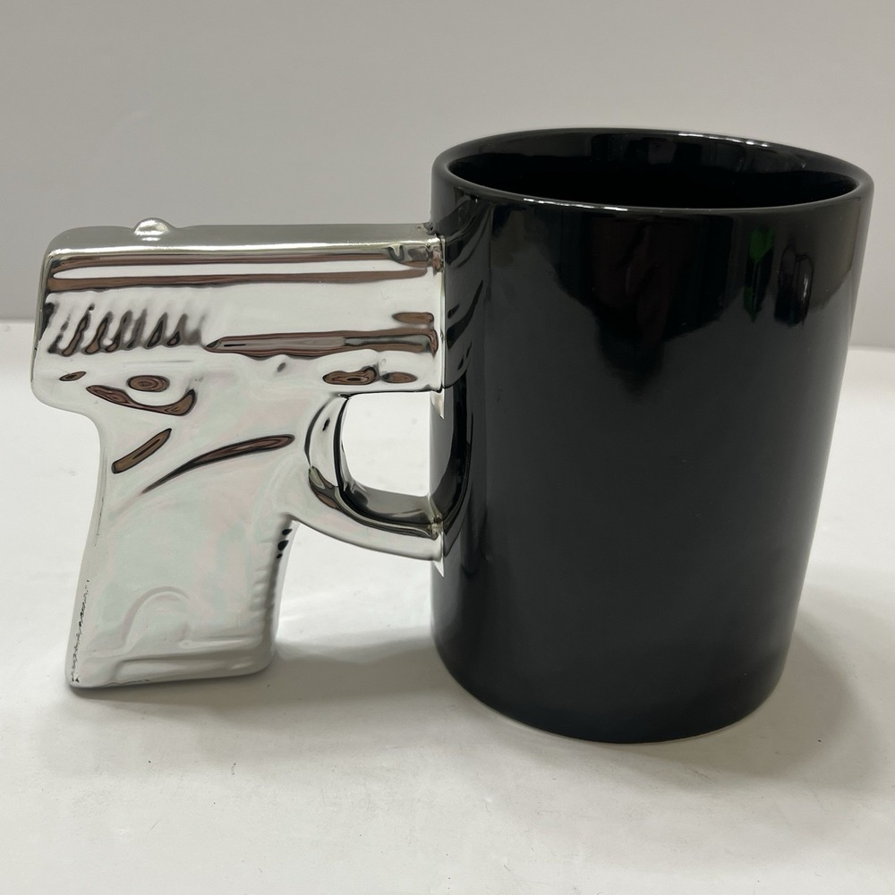 Big Mouth Toys Novelty Coffee Mug Black Silver Tone  Ceramic 007